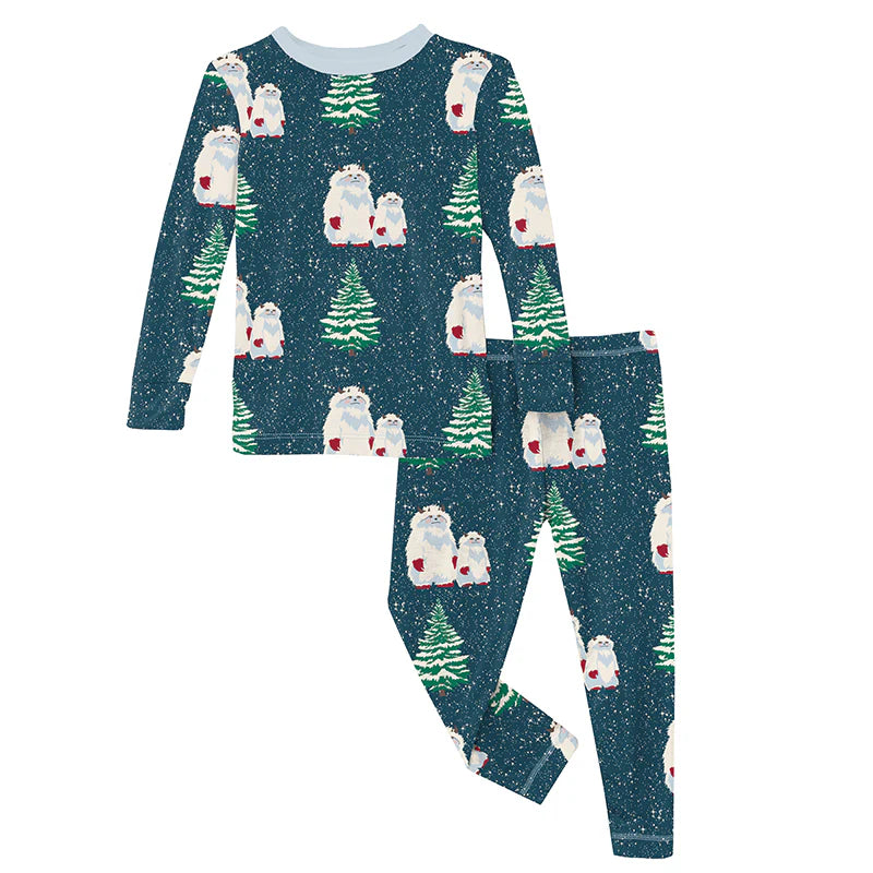 Kickee Peacock Yeti | Print Long Sleeve PJ Set