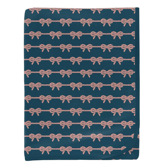 Kickee Peacock Boat Rope Bows | Print Swaddling Blanket