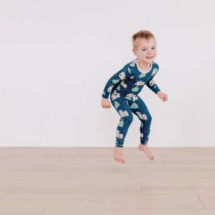 Kickee Peacock Yeti | Print Long Sleeve PJ Set