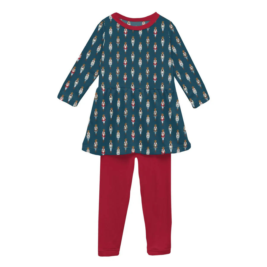 Kickee Peacock Nutcrackers | Print Long Sleeve Playtime Outfit Set