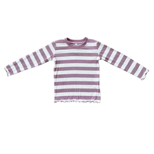 Baby Sprouts Dusky Orchid | Stripe Lettuce Hem Tee & Flare Pants Set