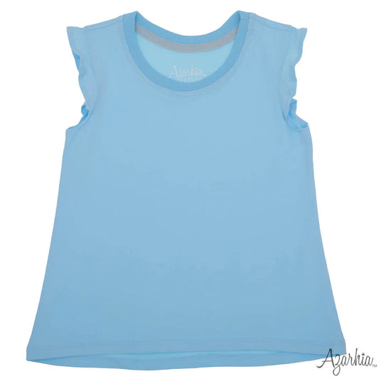 Azarhia Light Blue | Solid Ruffle Shirt