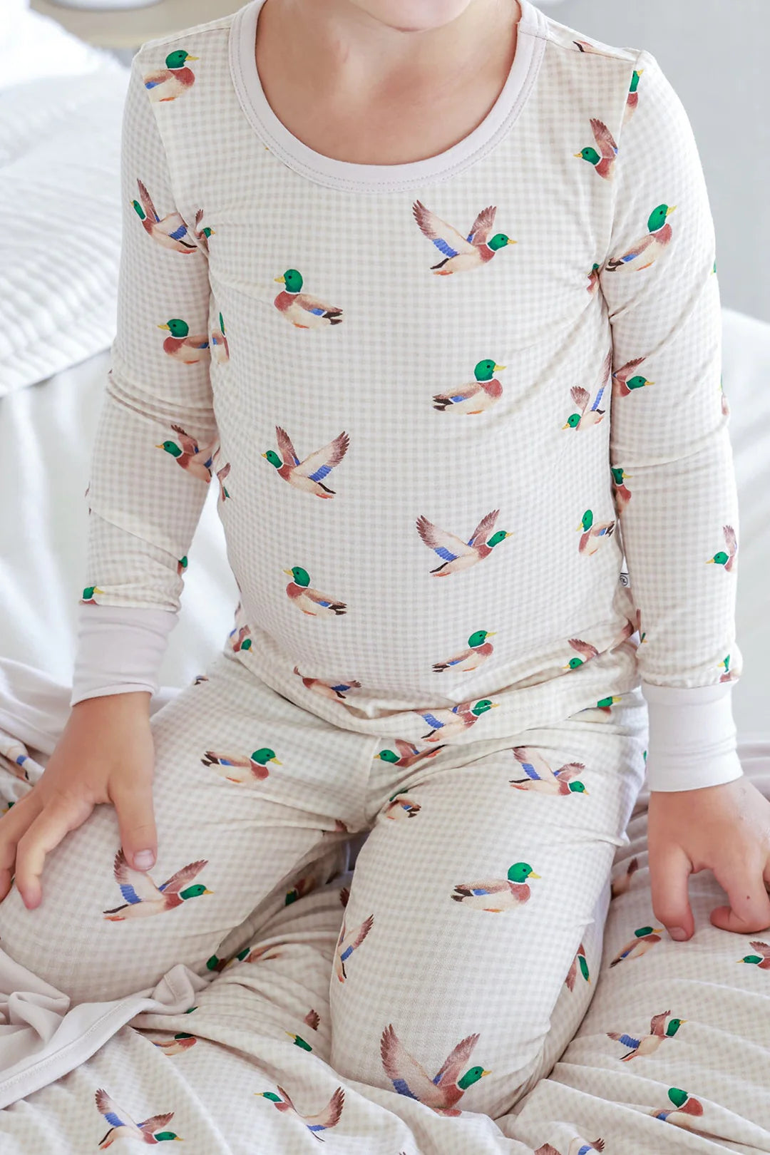 Cade Lane Cream | Little Mallard Two Piece Bamboo PJ Set
