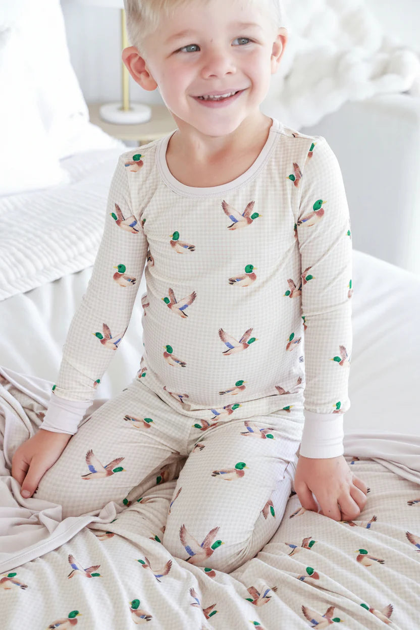 Cade Lane Cream | Little Mallard Two Piece Bamboo PJ Set
