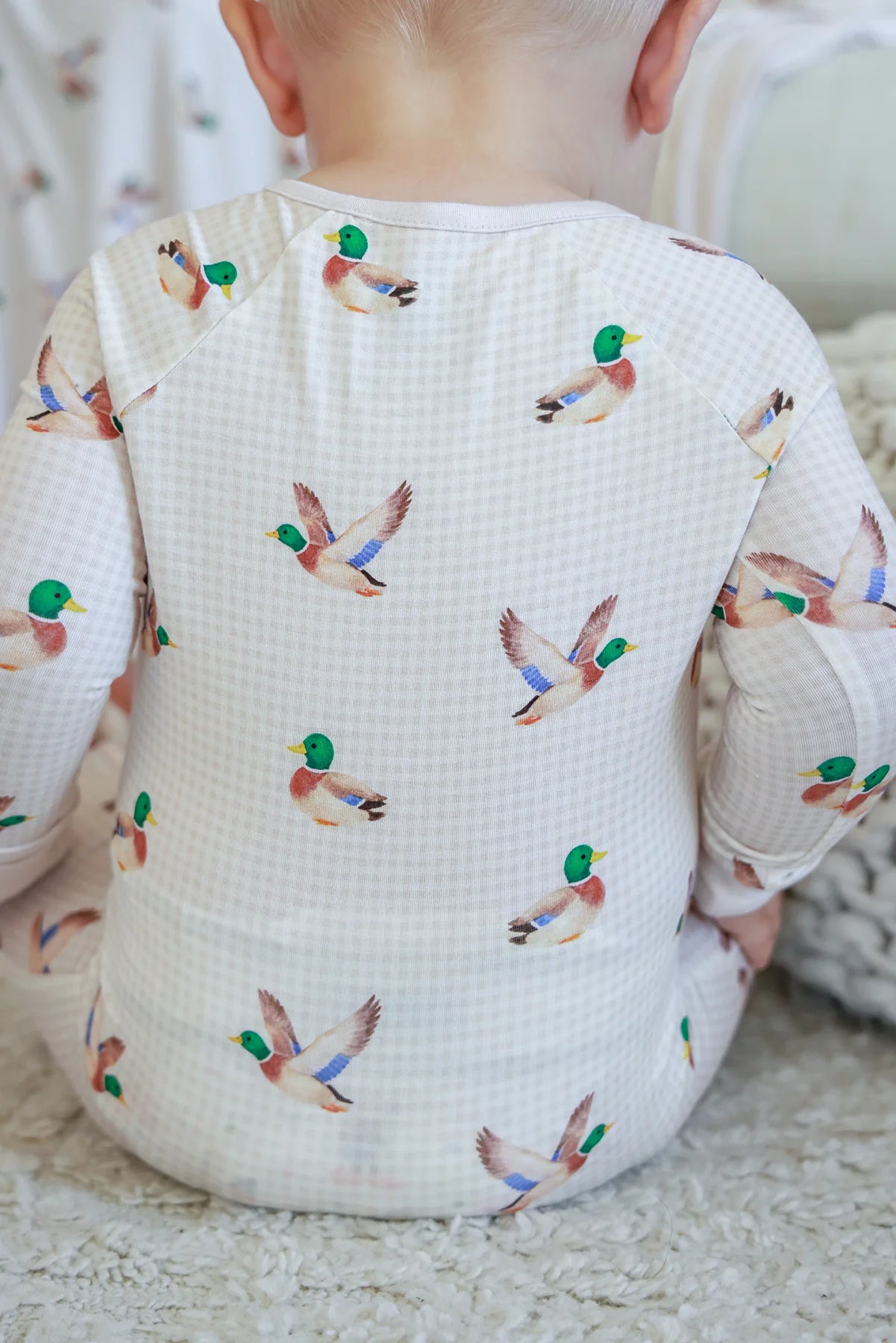Caden Lane Cream | Little Mallard Convertible Bamboo Zip Romper