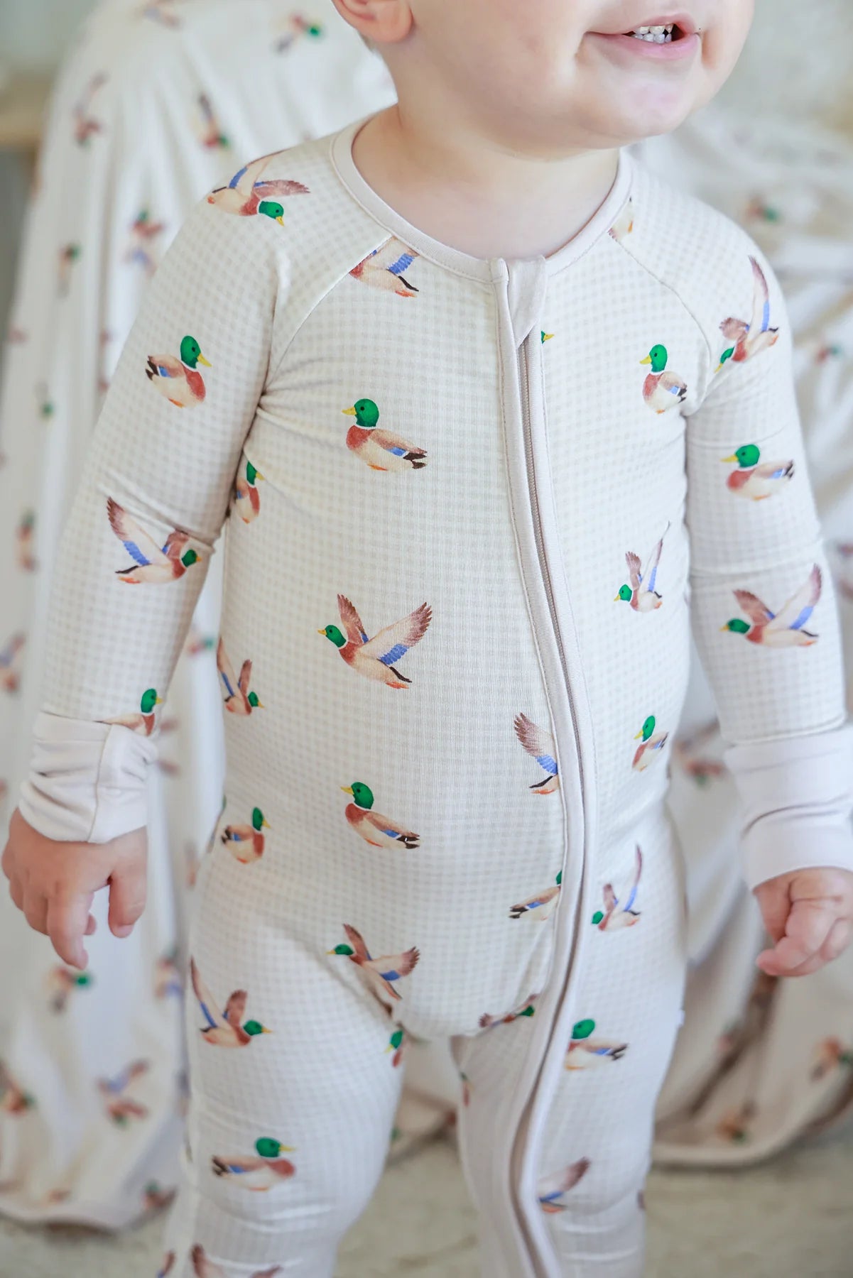 Caden Lane Cream | Little Mallard Convertible Bamboo Zip Romper