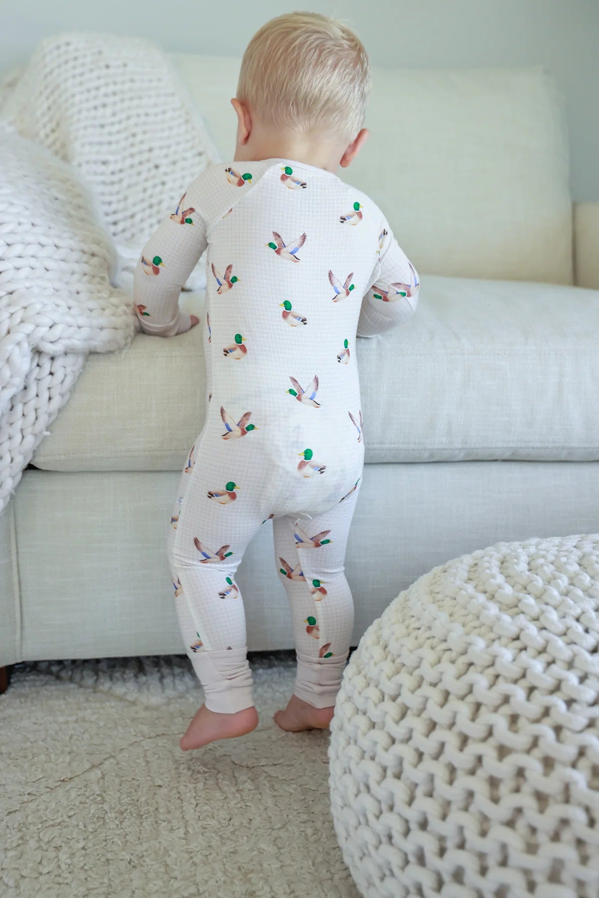 Caden Lane Cream | Little Mallard Convertible Bamboo Zip Romper