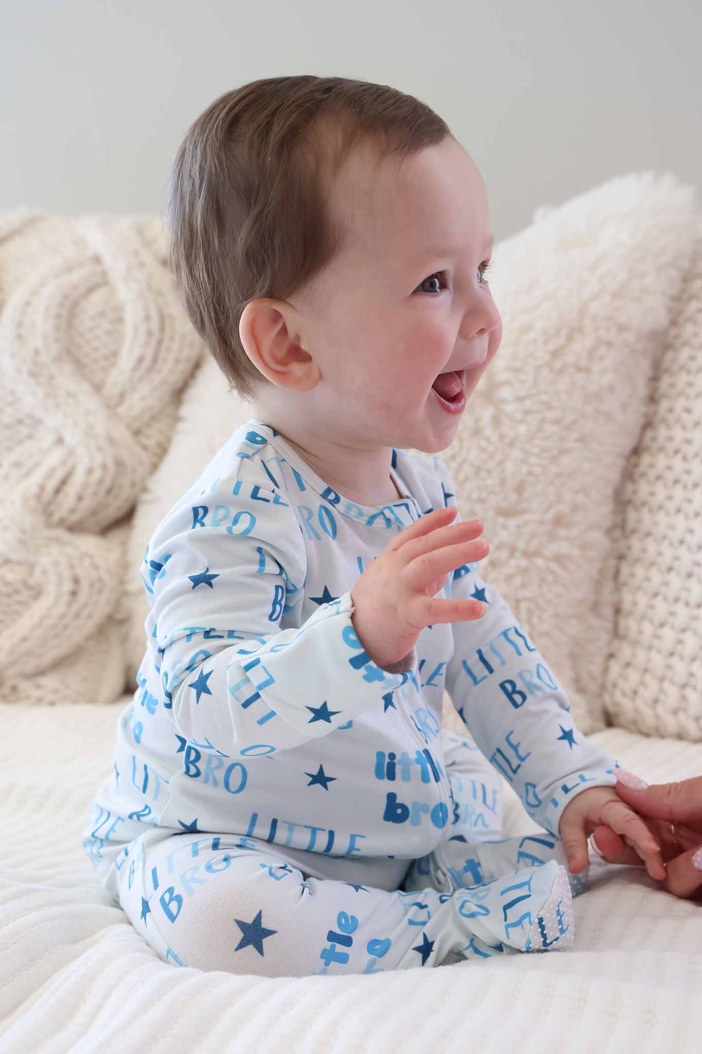 Caden Lane Blue | Little Bro Zipper Footie