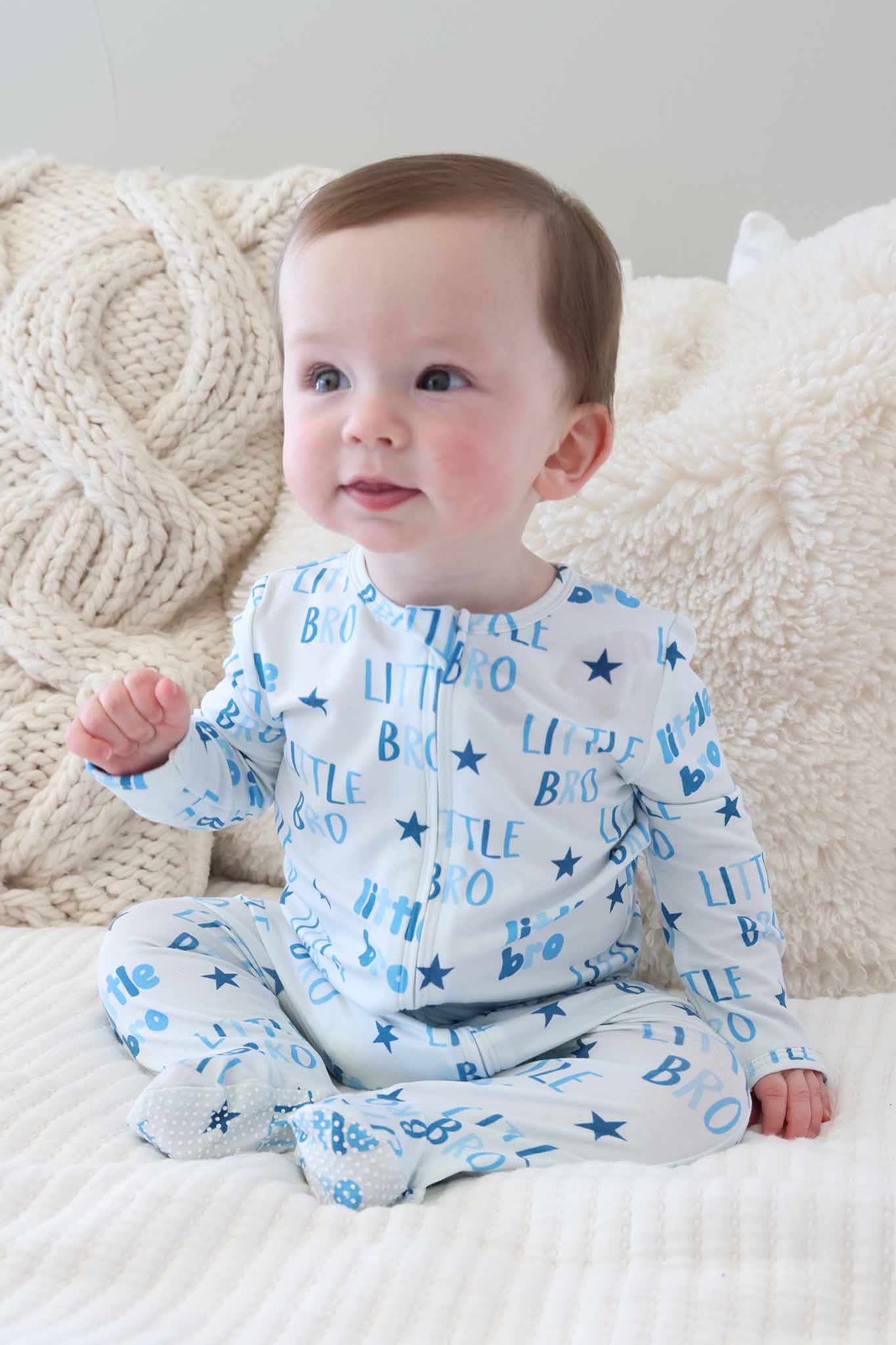 Caden Lane Blue | Little Bro Zipper Footie