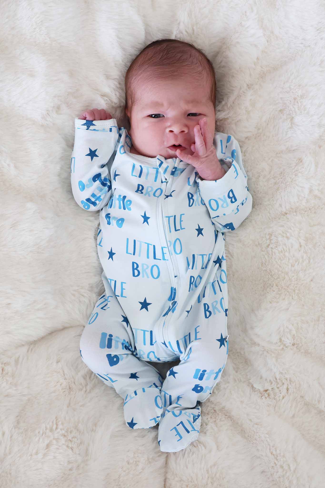 Caden Lane Blue | Little Bro Zipper Footie