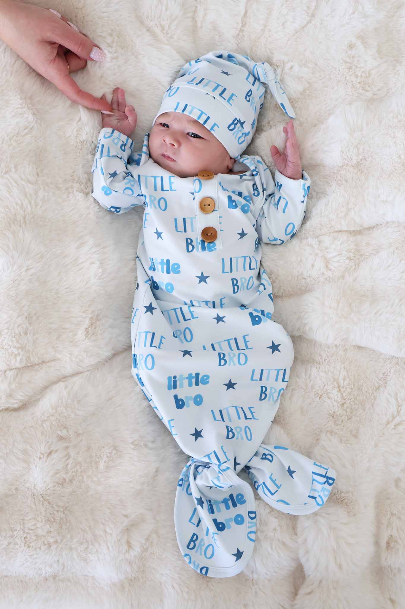 Caden Lane Blue | Little Bro Knot Gown & Hat Set