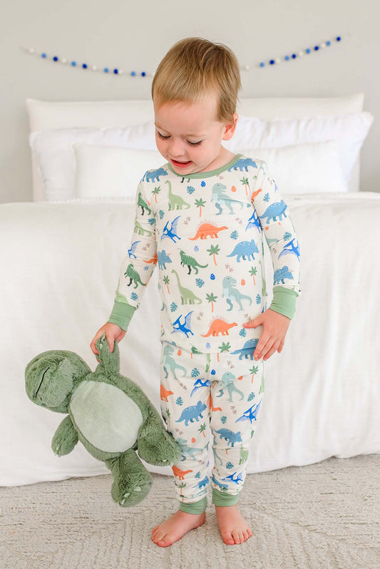 Caden Lane Neutral | Little Fossil Two-Piece Bamboo PJ Set