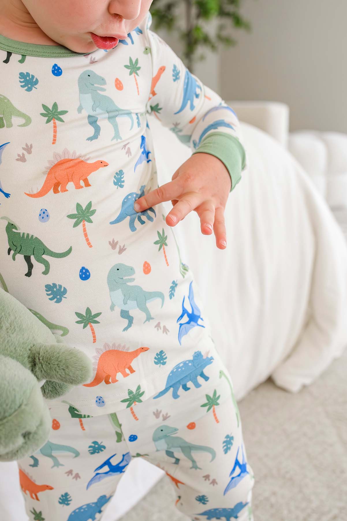 Caden Lane Neutral | Little Fossil Two-Piece Bamboo PJ Set
