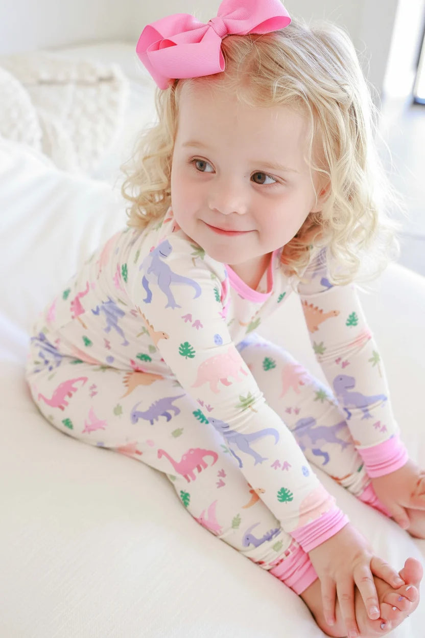 Caden Lane Pink | Little Fossil Two-Piece Bamboo PJ Set