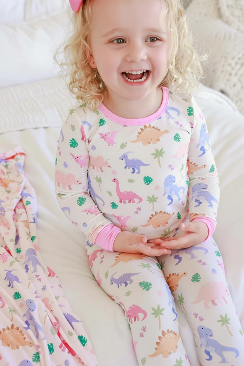 Caden Lane Pink | Little Fossil Two-Piece Bamboo PJ Set
