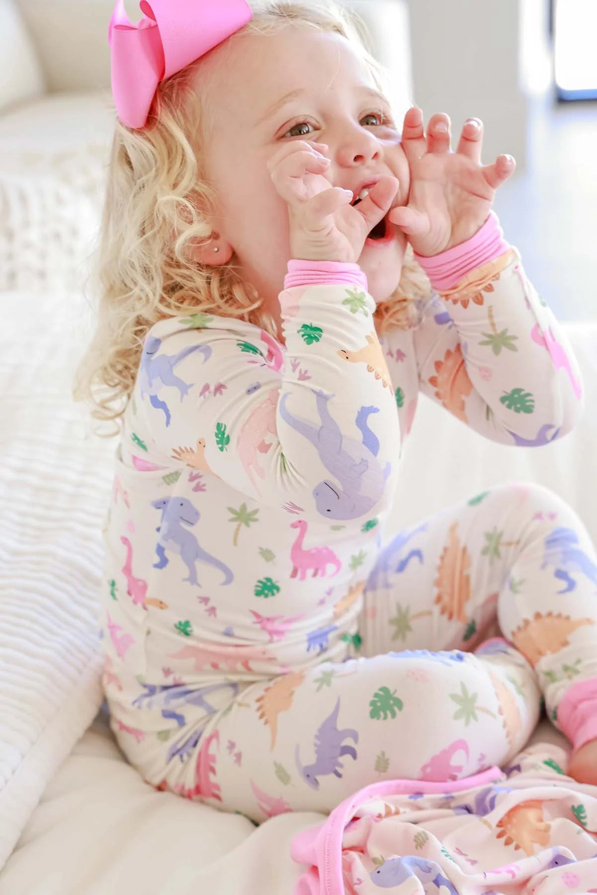 Caden Lane Pink | Little Fossil Two-Piece Bamboo PJ Set