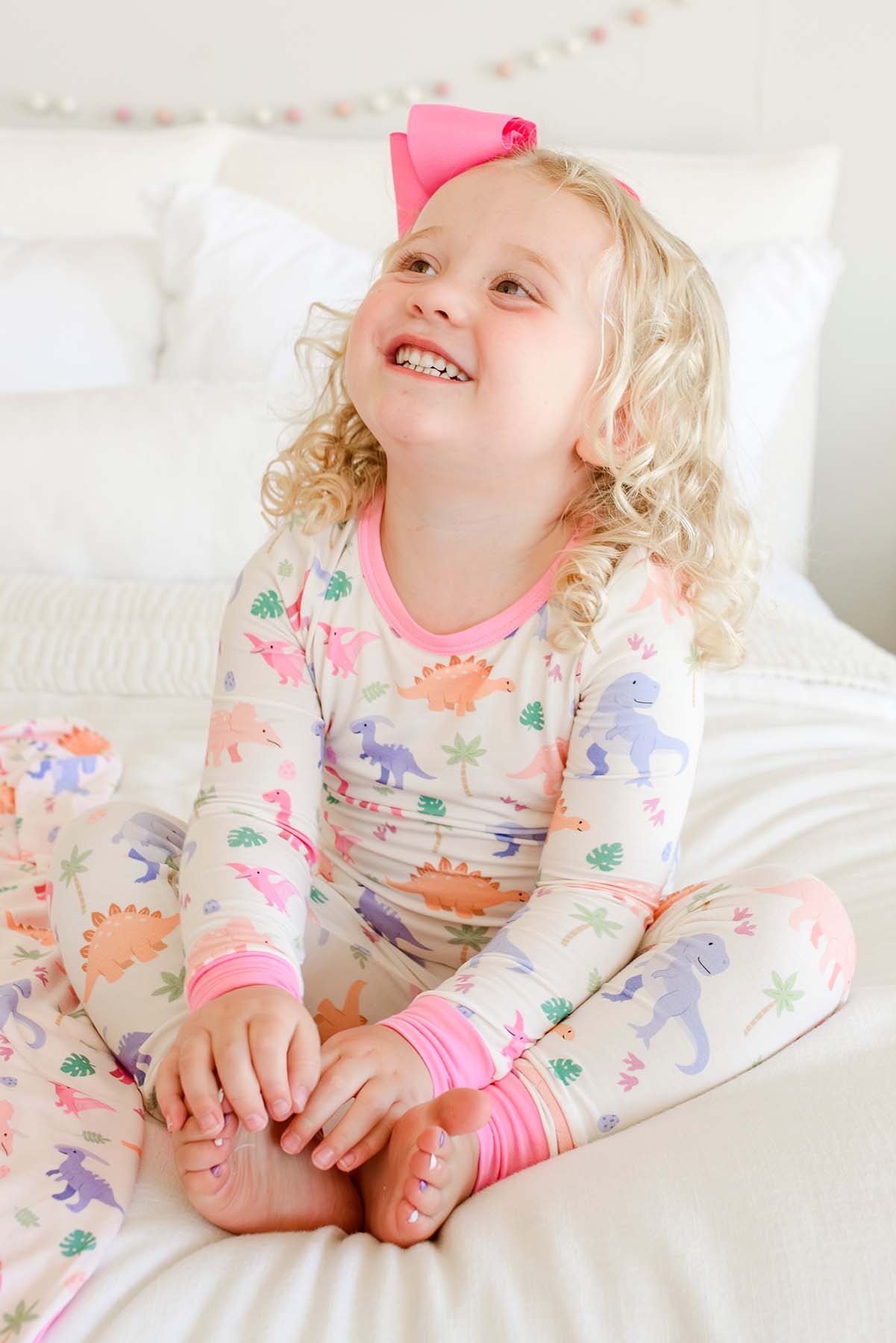 Caden Lane Pink | Little Fossil Two-Piece Bamboo PJ Set