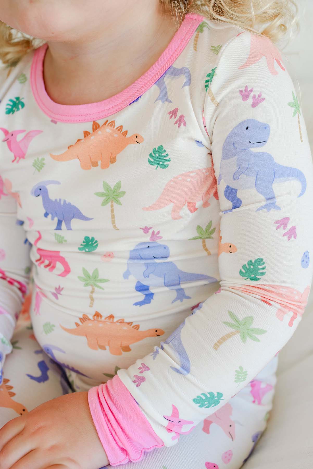 Caden Lane Pink | Little Fossil Two-Piece Bamboo PJ Set