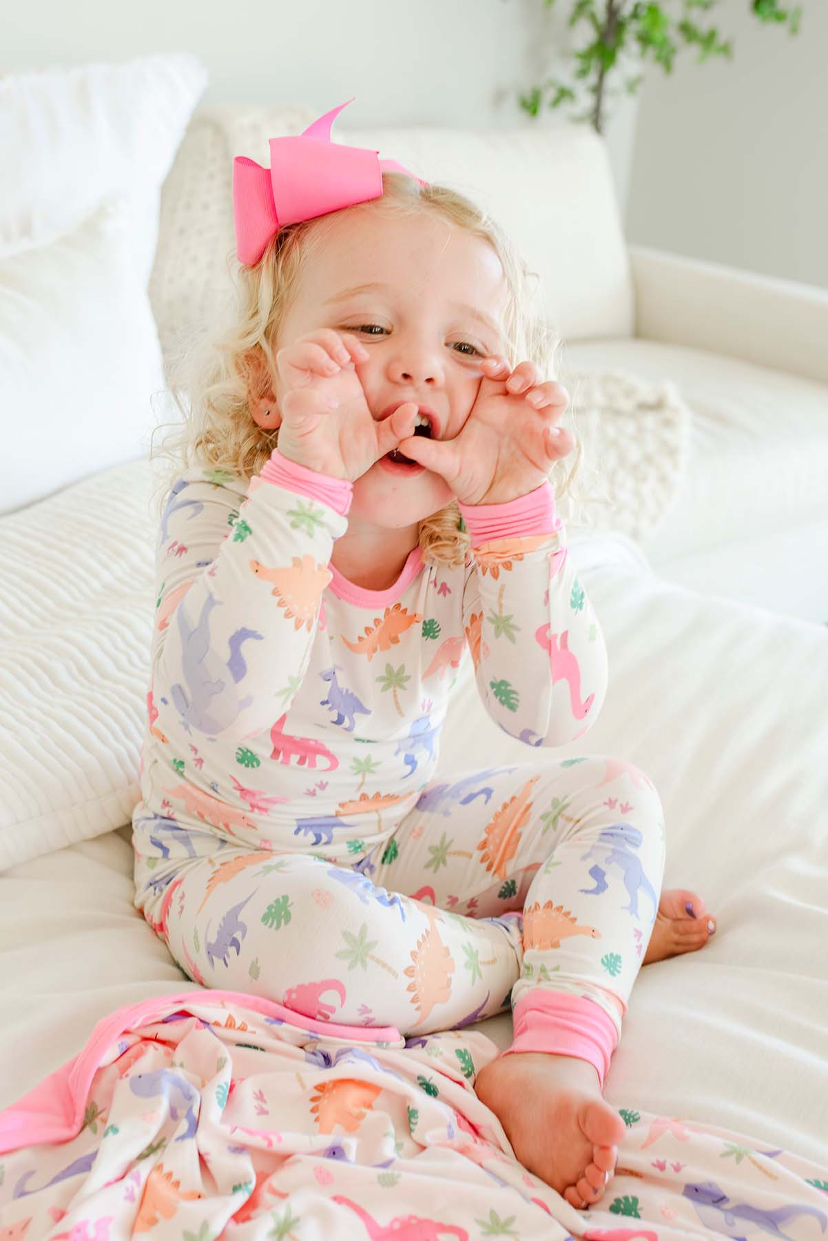 Caden Lane Pink | Little Fossil Two-Piece Bamboo PJ Set