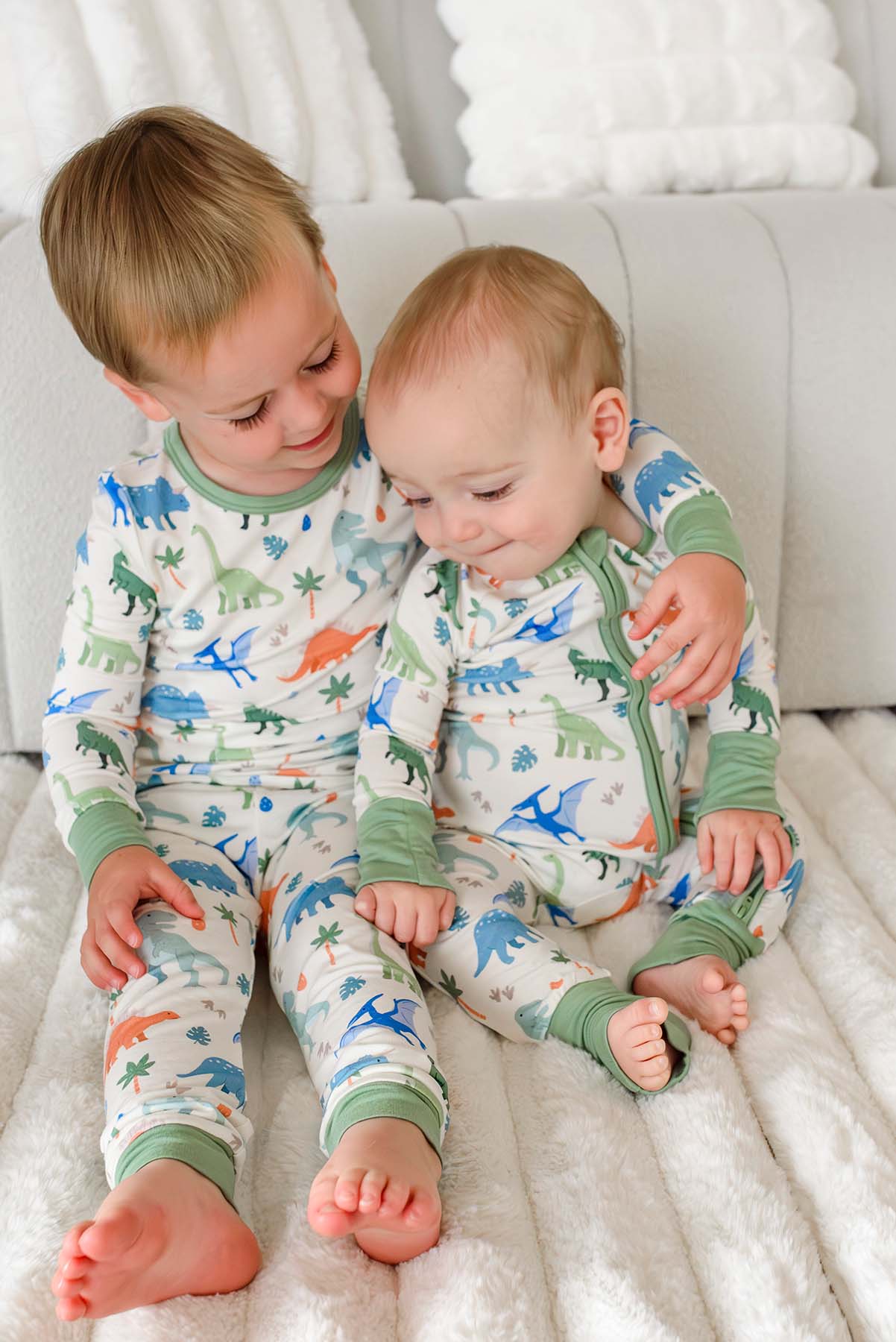 Caden Lane Neutral | Little Fossil Two-Piece Bamboo PJ Set