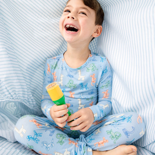 Magnetic Me Blue Party Animals | Glow in the Dark Modal Long Sleeve PJ Set