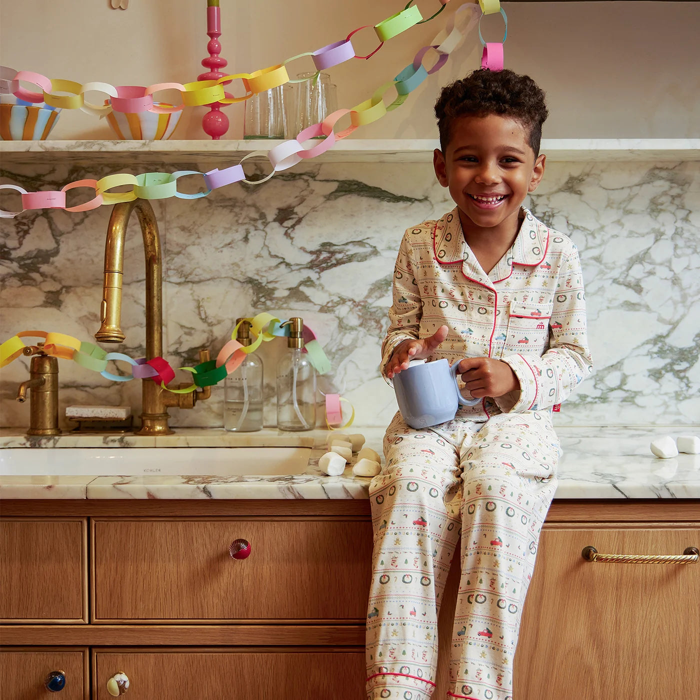 Magnetic Me Traditional Christmas | Ruffle Long Sleeve PJ Set with Pipping