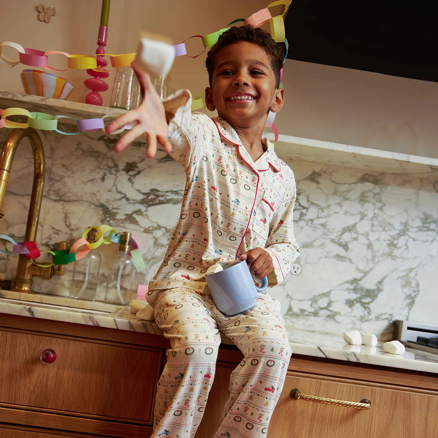 Magnetic Me Traditional Christmas | Ruffle Long Sleeve PJ Set with Pipping