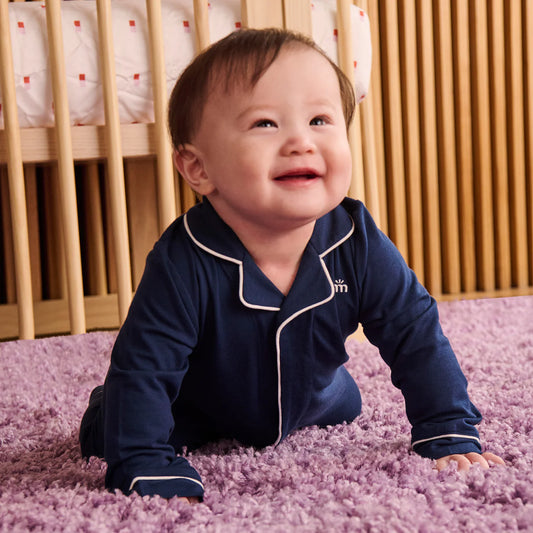 Magnetic Me Navy | Pant Romper with Pipping