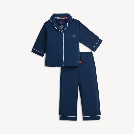 Magnetic Me Navy | Long Sleeve Pant PJ Set with Pipping