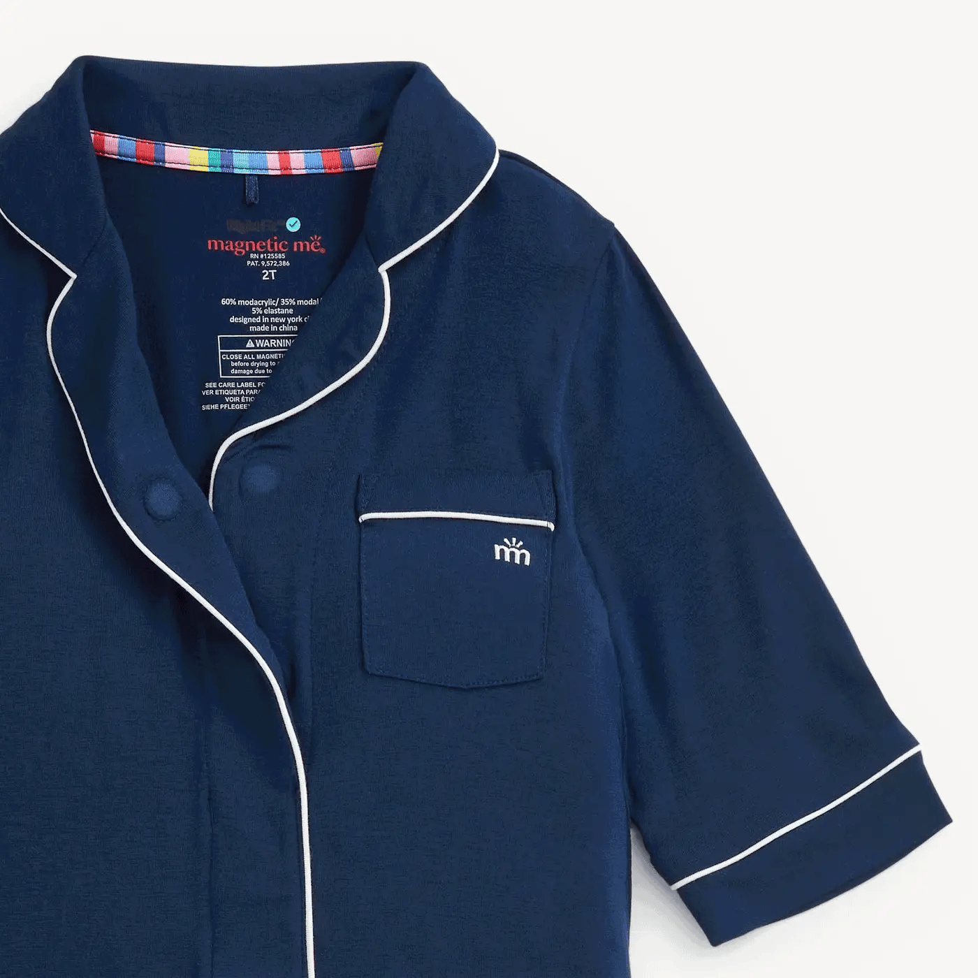 Magnetic Me Navy | Long Sleeve Pant PJ Set with Pipping