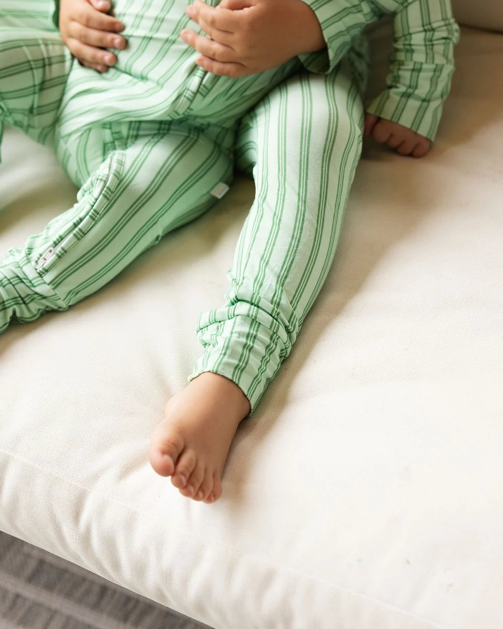 Uptown Baby Green Ticking Stripe | Sleep Romper