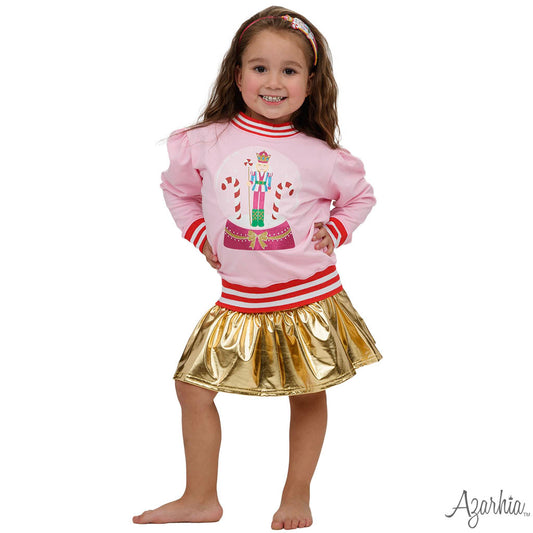 Azarhia Light Pink Holly | Glitter Nutcracker Christmas Sweatshirt