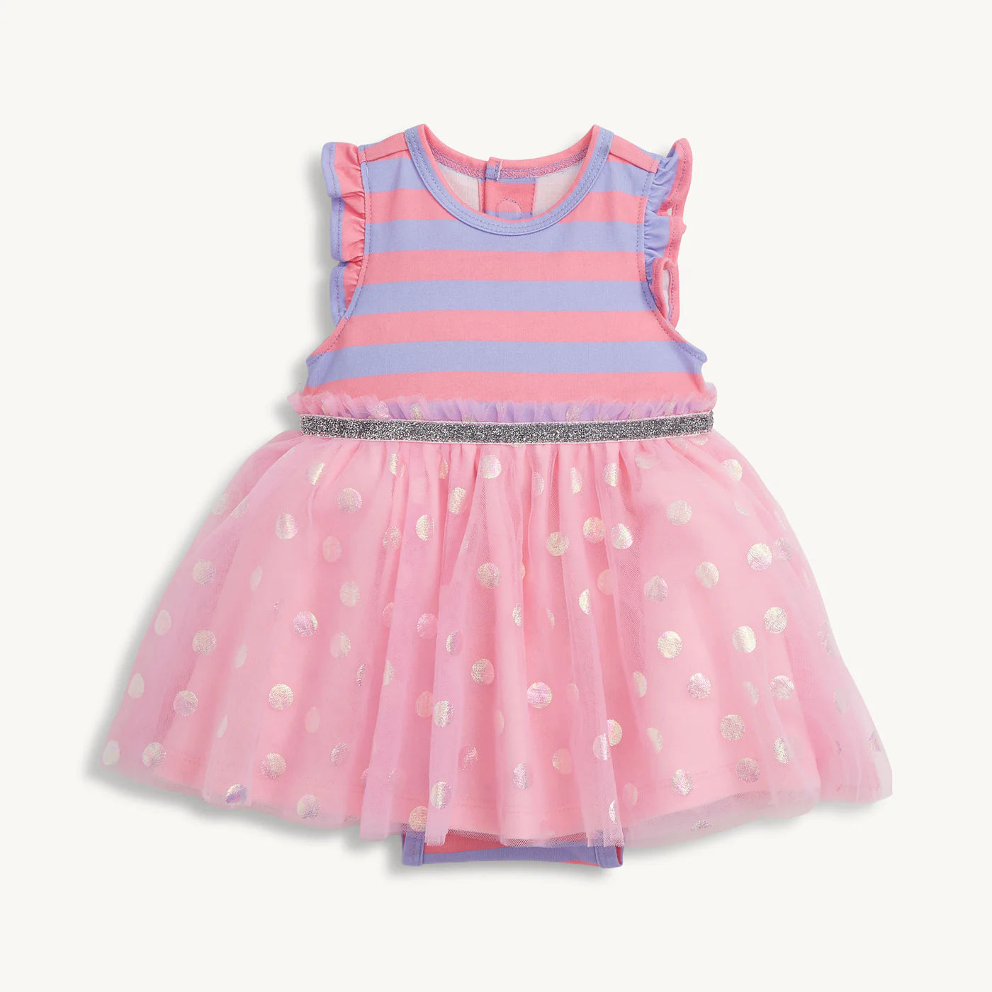 Magnetic Me Shell Pink Stripe | Flutter Sleeve Tutu Bodysuit Dress