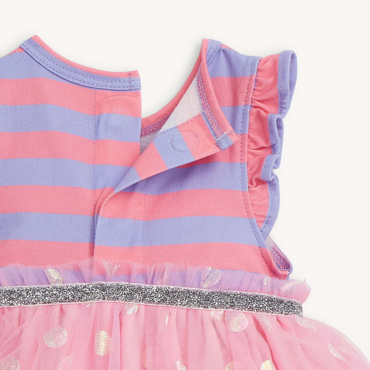 Magnetic Me Shell Pink Stripe | Flutter Sleeve Tutu Bodysuit Dress