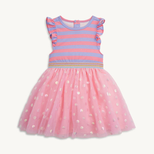 Magnetic Me Shell Pink Stripe | Flutter Sleeve Tutu Dress