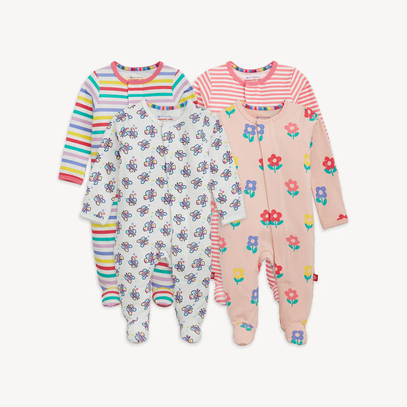 Magnetic Me Pink Multi | CloudStretch Footie Bundle 4-Pack