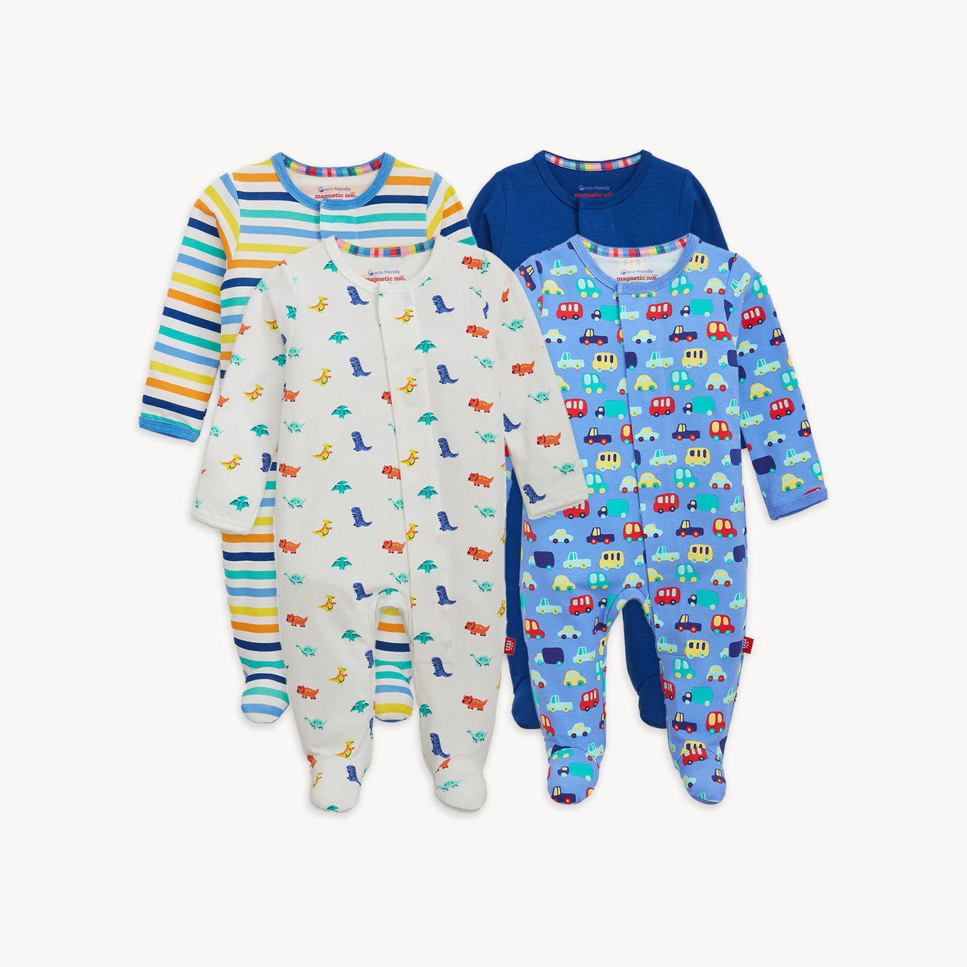 Magnetic Me Blue Multi | CloudStretch Footie Bundle 4-Pack