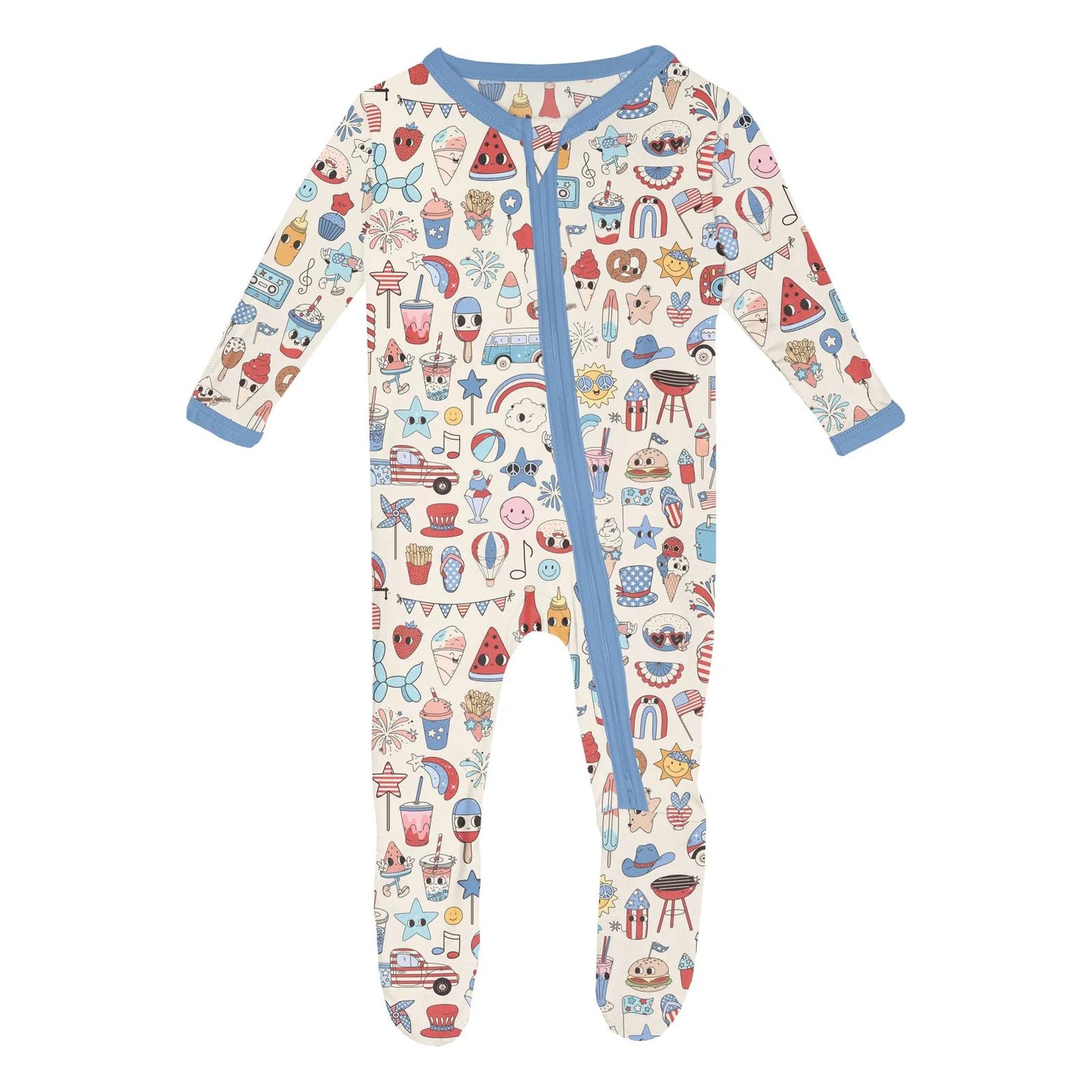 KicKee Party USA | Print Footie With 2 Way Zipper
