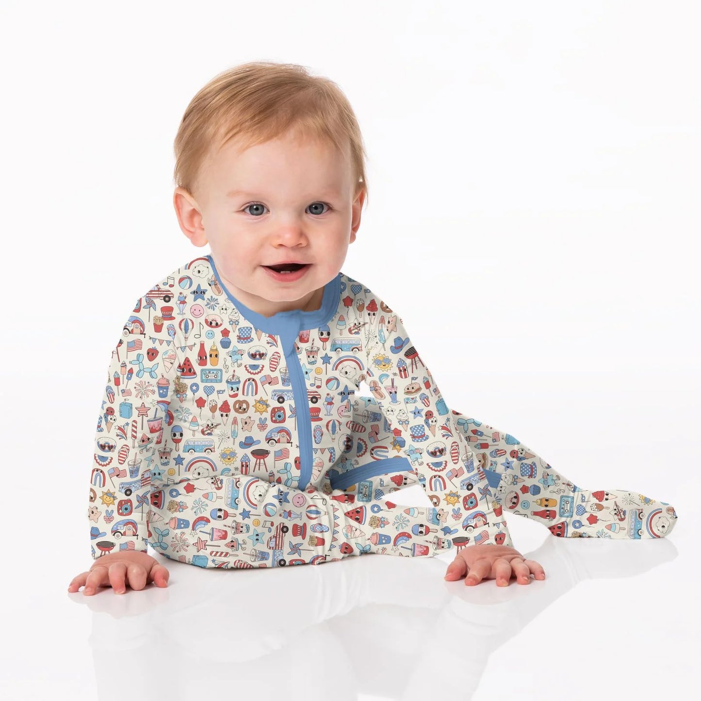 KicKee Party USA | Print Footie With 2 Way Zipper