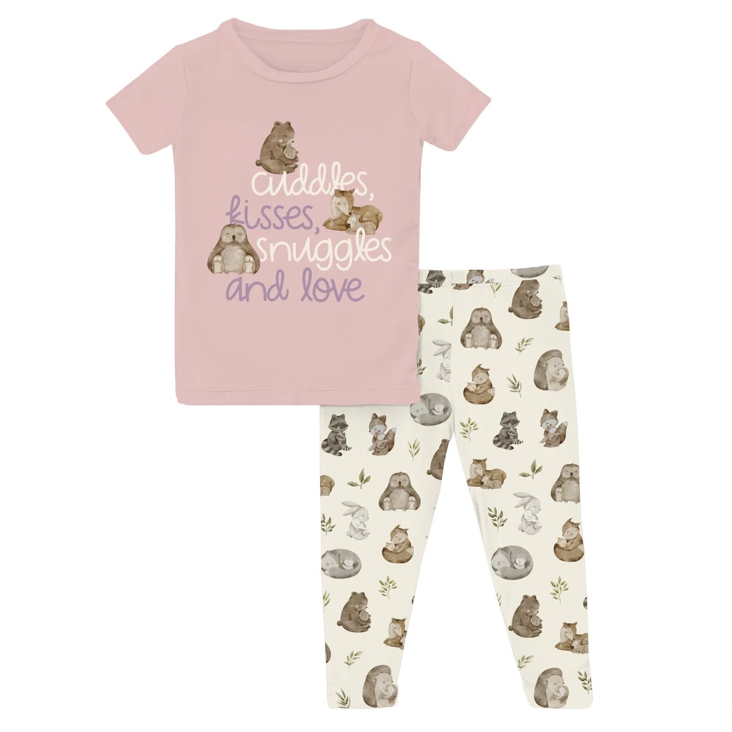 KicKee Natural Mom & Baby | Short Sleeve Graphic Tee PJ Set