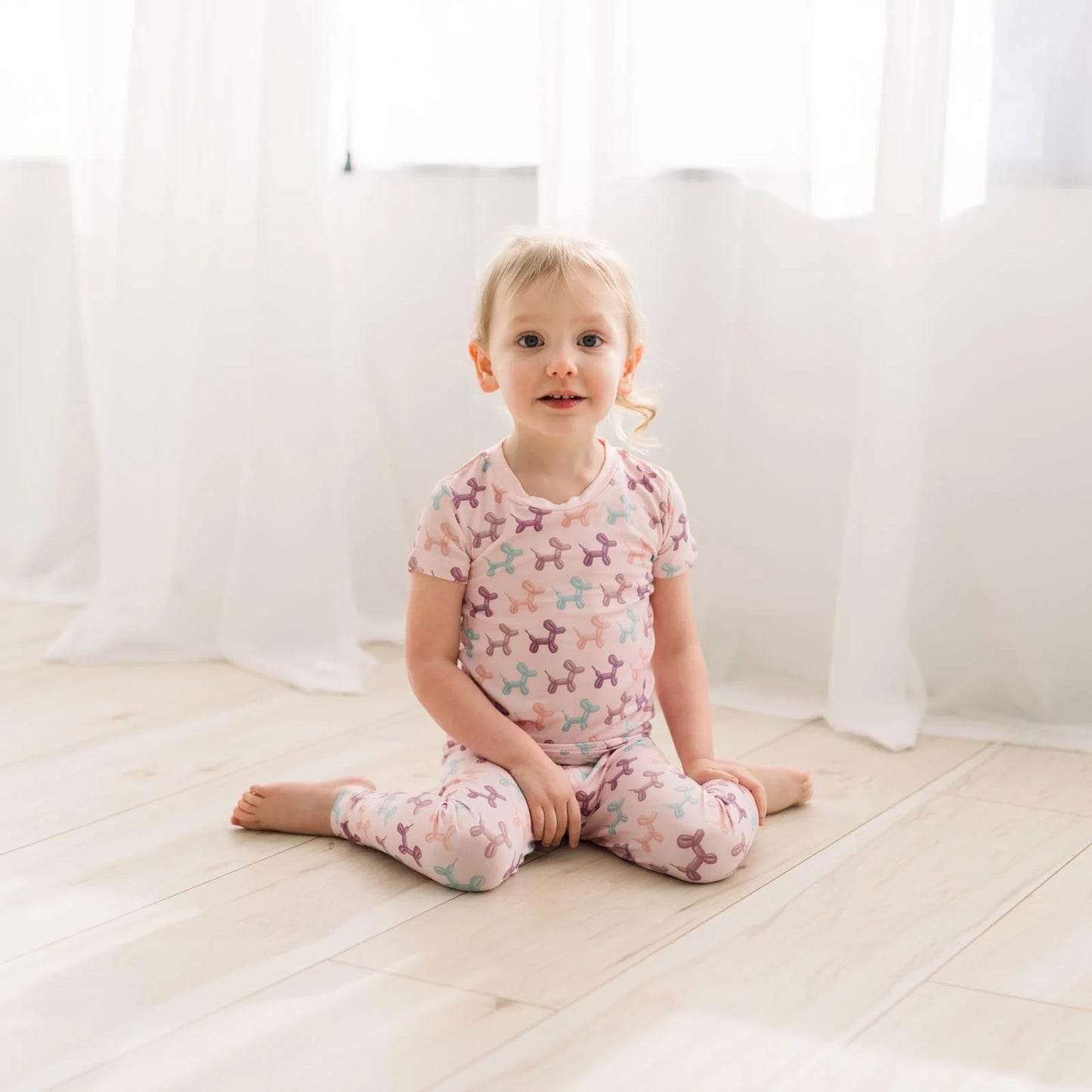 KicKee Shrinking Violet Balloon Dogs | Print Short Sleeve PJ Set