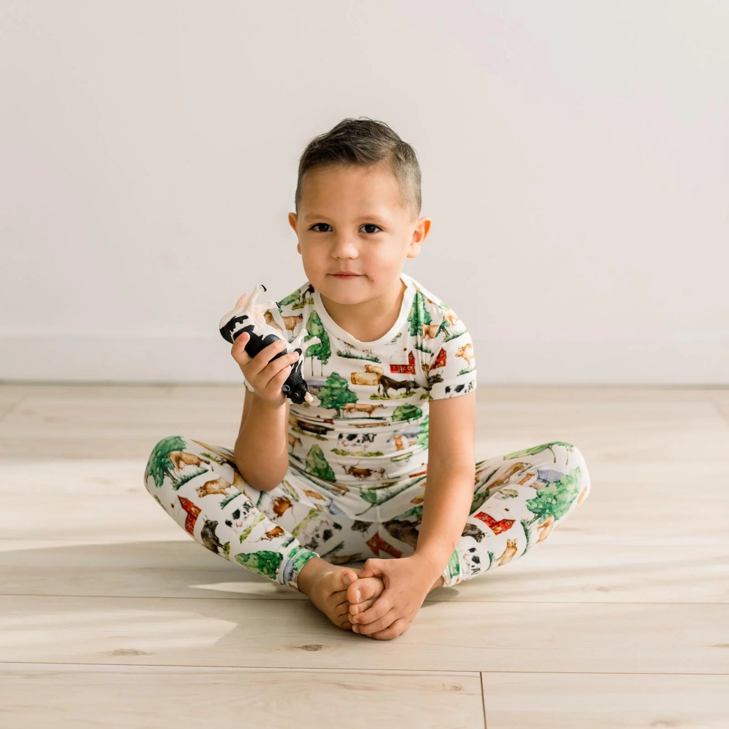 KicKee Natural Grazing Cows | Print Short Sleeve PJ Set