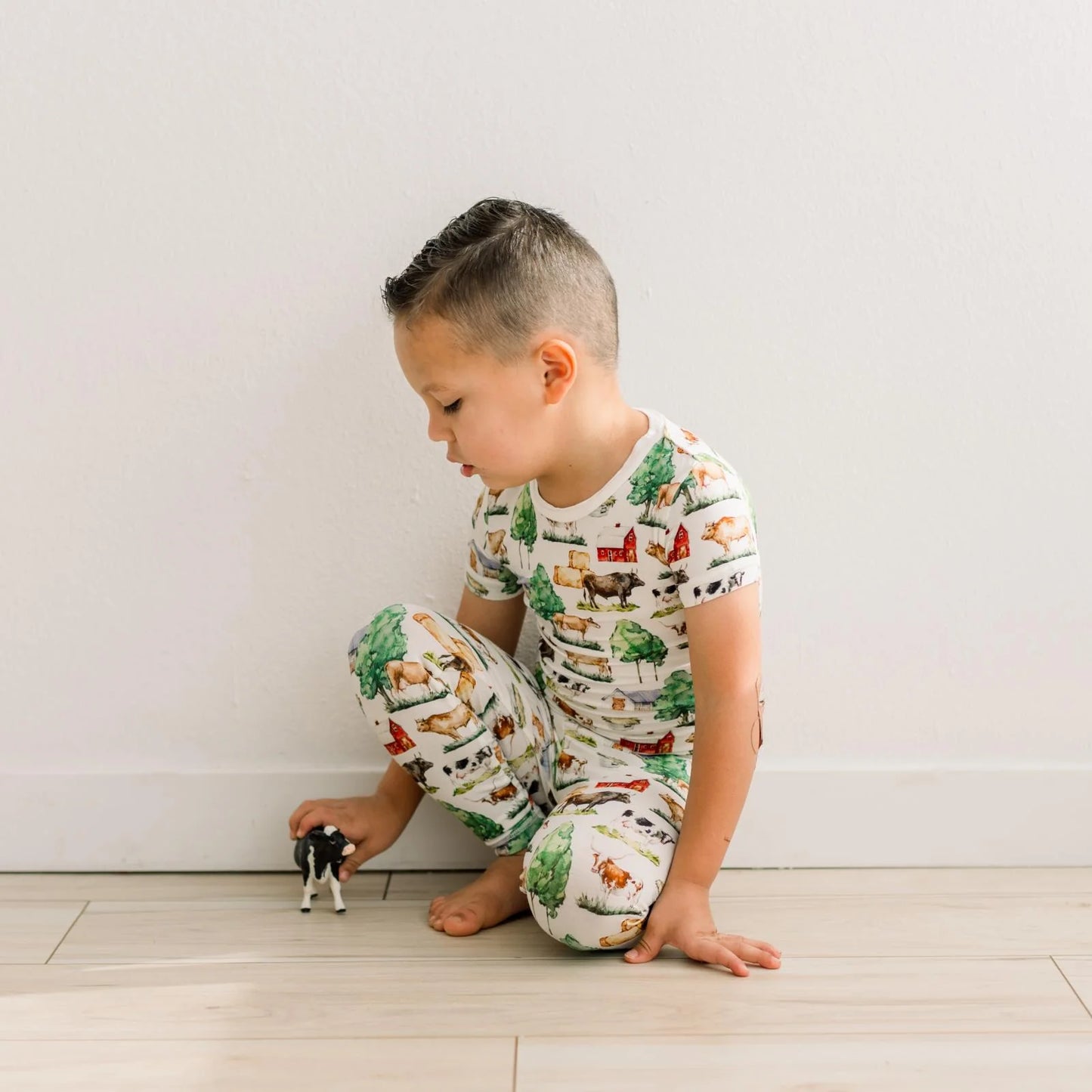KicKee Natural Grazing Cows | Print Short Sleeve PJ Set