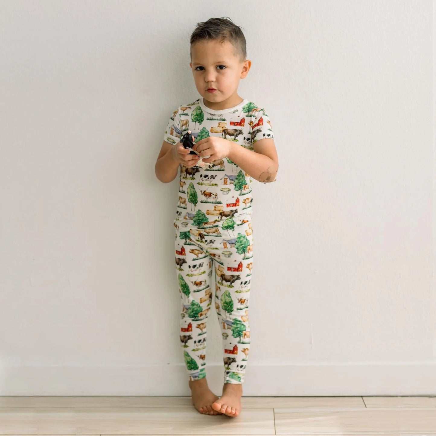 KicKee Natural Grazing Cows | Print Short Sleeve PJ Set