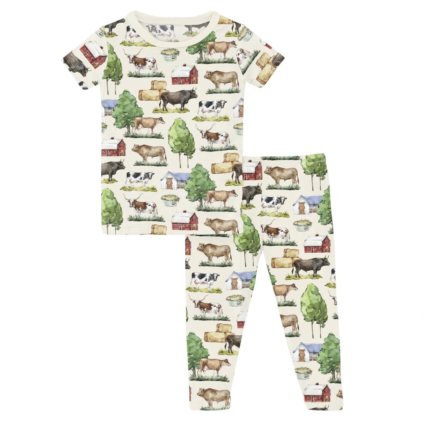KicKee Natural Grazing Cows | Print Short Sleeve PJ Set