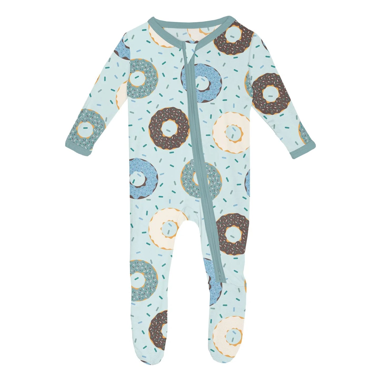 Kickee Fresh Air Donuts And Sprinkles | Print Footie With Two Way Zipper