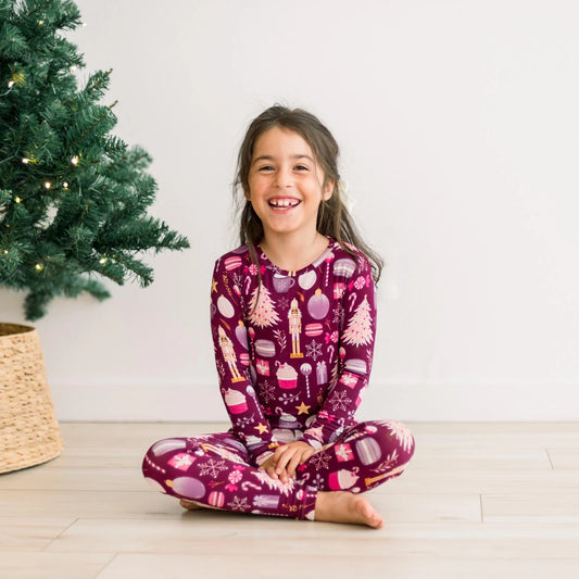 KicKee Melody Sugar Plum | Print Long Sleeve PJ Set