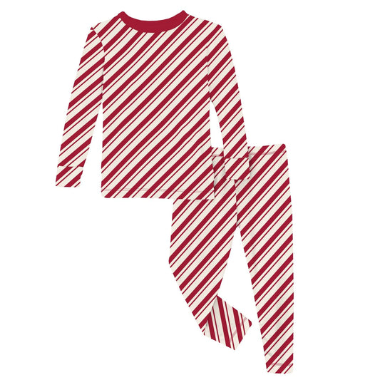 KicKee Peppermint Stripe | Print Long Sleeve PJ Set
