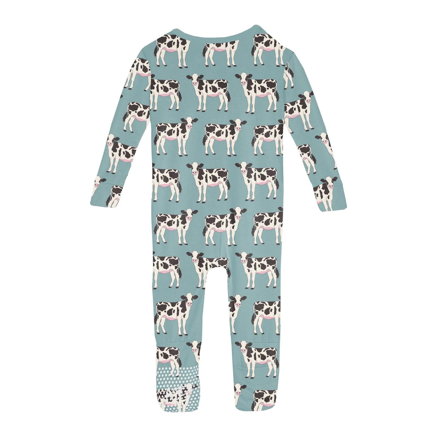 Kickee Jade Cows | Print Convertible Sleeper With Zipper