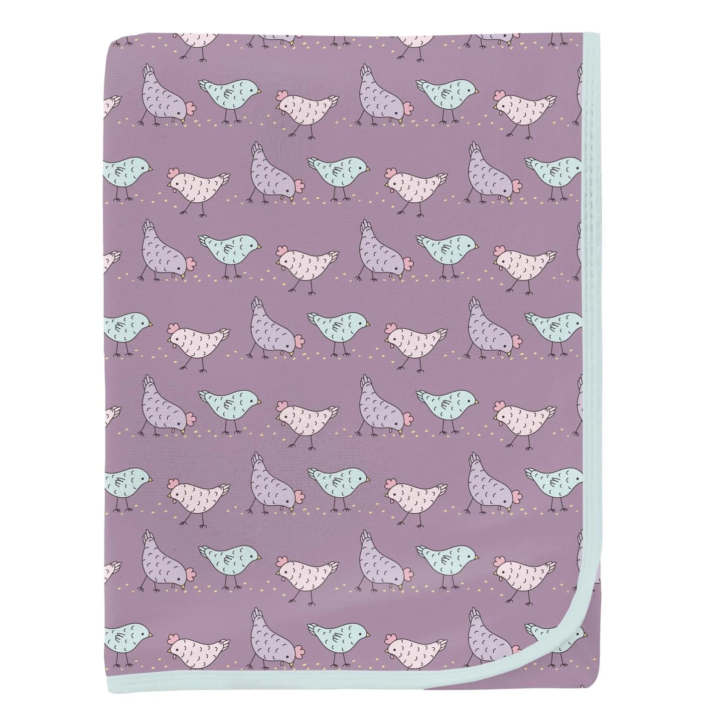 Kickee Lavender Chickens | Print Swaddling Blanket